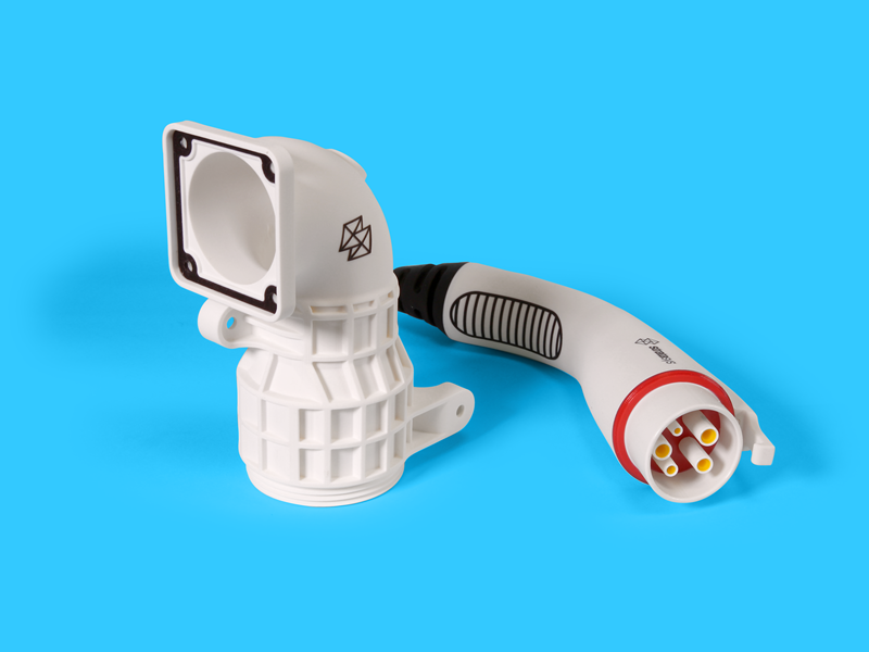 Air Duct and Electric Vehicle carger 3D printed with Stratasys Polyjet ToughONE Material